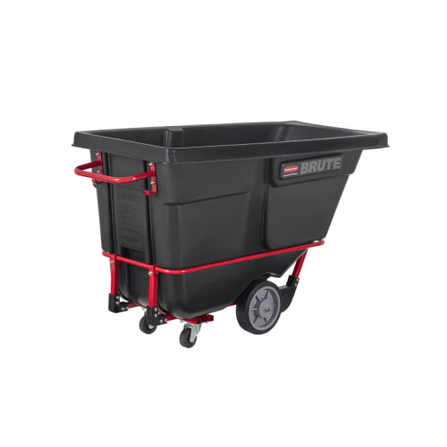 Rubbermaid Brute 1 Cubic Yard Rotomolded Towable Tilt Truck, Heavy Duty, Black
